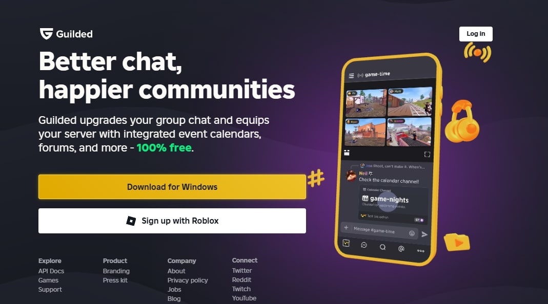Guilded home page image