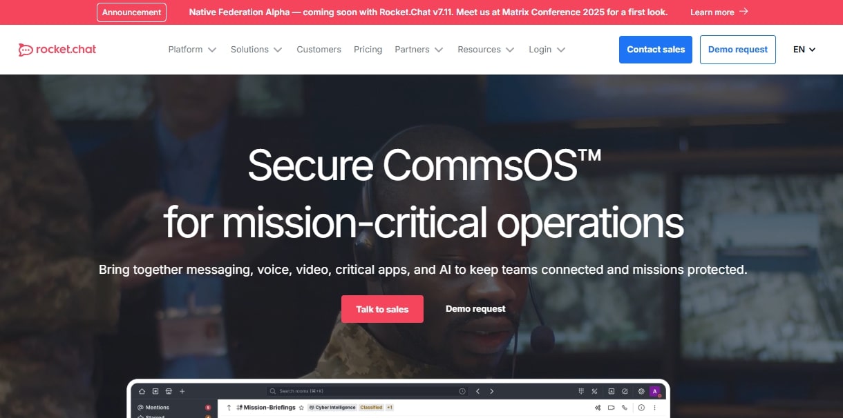 Rocket Chat Home page image