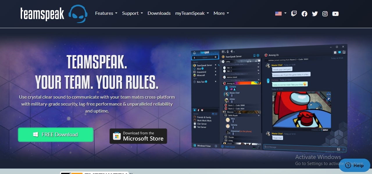 TeamSpeak home page Image