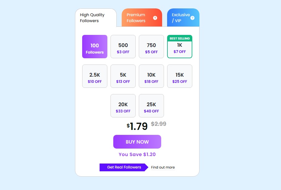 buylikesservices instagram followers packages