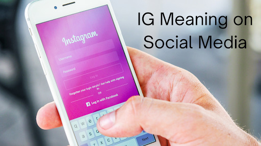 A thumb is operating Instagram in mobile with text IG meaning on social media
