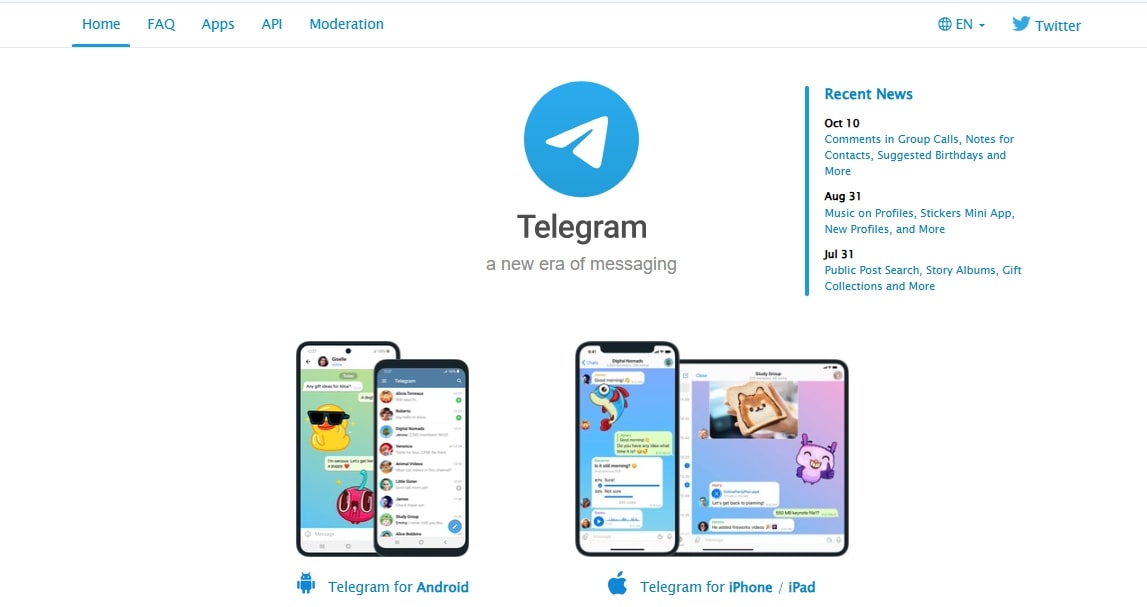 Telegram home page image