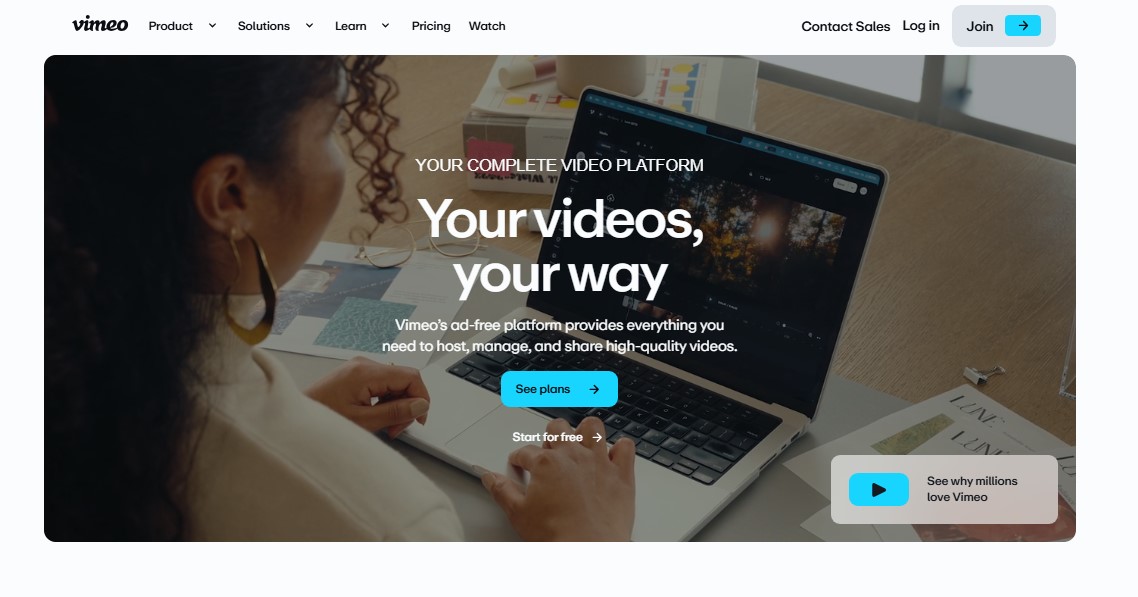Vimeo home page image